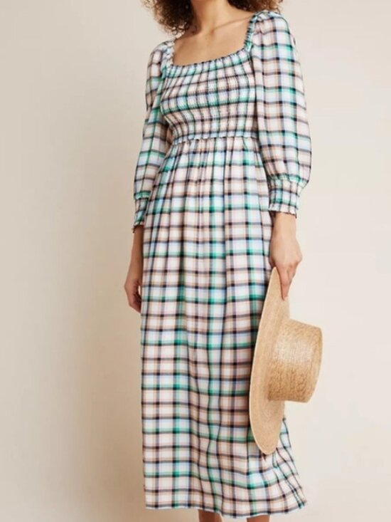 Maeve Dresses & Skirts - Maeve by Anthropologie Cerie Multicolor Plaid Maxi Dress - Size Medium